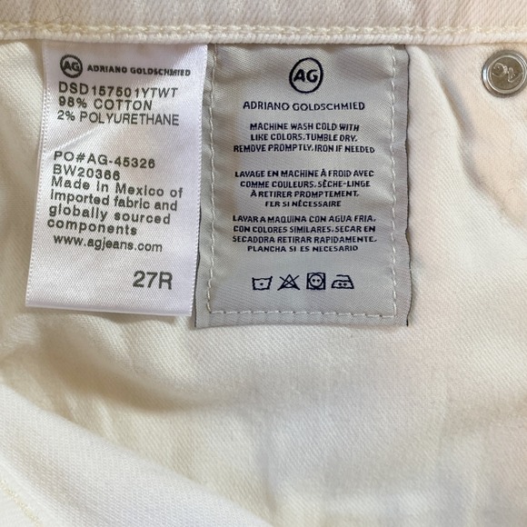 AG Adriano Goldschmied The Ex Boyfriend Slouchy Slim White Denim Jeans 27X28 EUC - Picture 8 of 12